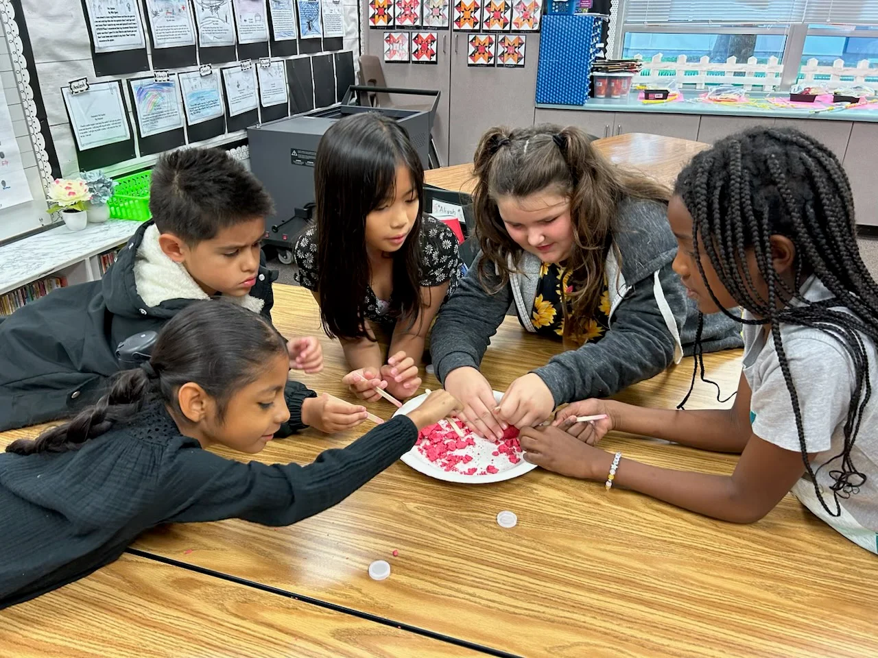 Students in Mrs. Kendrick's class McAuliffe Elementary School engaging with interactive labs